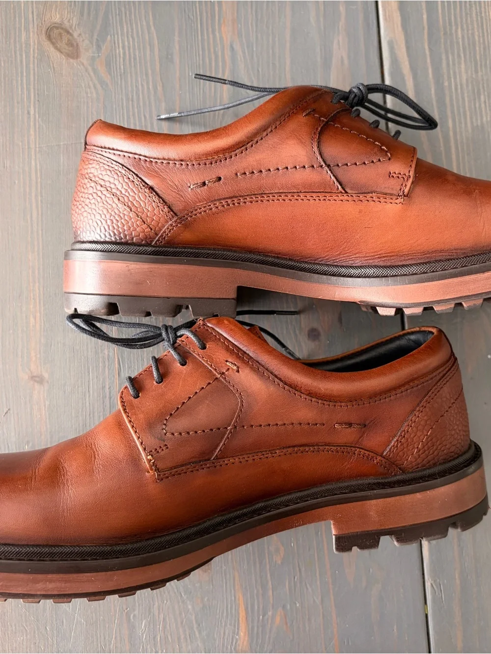 Pierre Cardin Men's Cognac Brown Leather Derby Shoes - 43/9